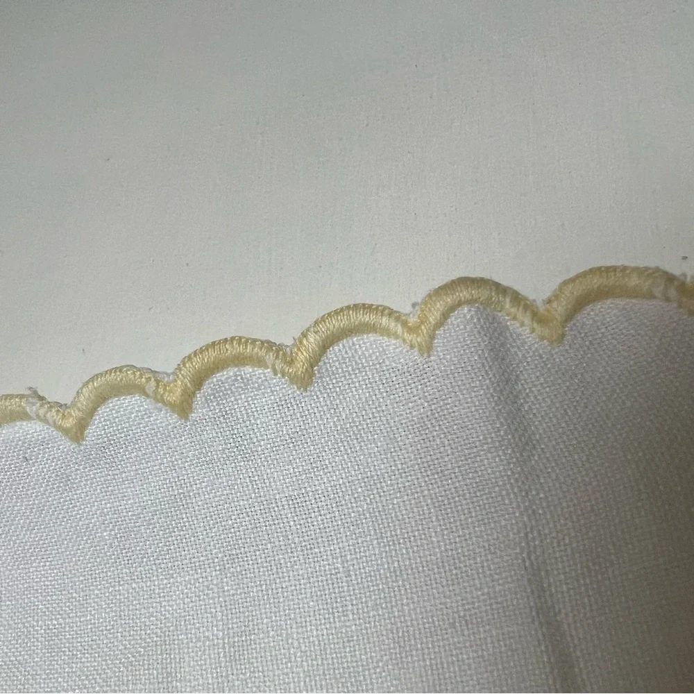Vintage Hand Embroidered Square Table‎ Cloth Floral 35”x35” White Orange Yellow